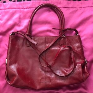 🟦Woman’s Red Patent Shoulder Bag With Adjustable Crossbody Strap